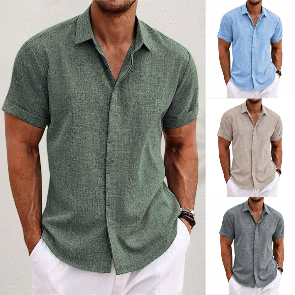 Men's Cotton Linen Short Sleeve Shirt