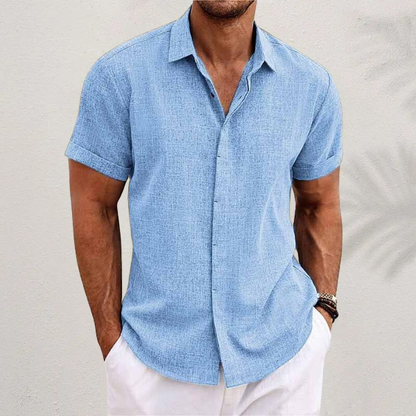Men's Cotton Linen Short Sleeve Shirt