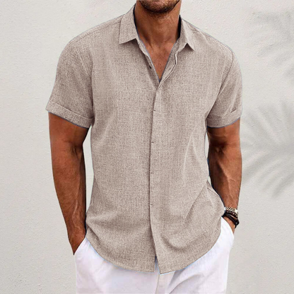 Men's Cotton Linen Short Sleeve Shirt