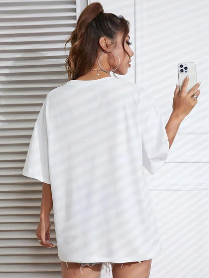 Casual Round Neck Retro Short Sleeve Tee Shirt