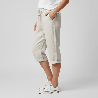 Casual Elastic Waist Shorts Loose Fit Rolled Cuff