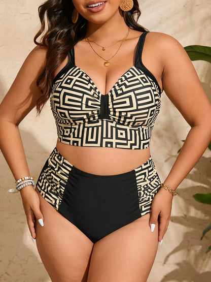 Olyssa Bikini | Plus Size Geometric Print Bikini Set