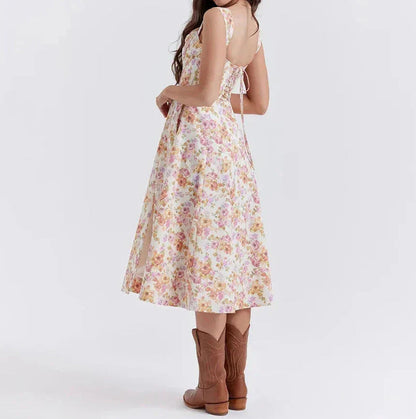 Omyrah Dress | Off-Shoulder Floral Corset Midi Dress