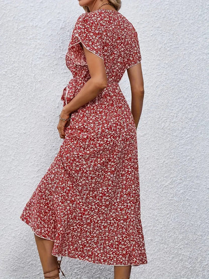 Ondina Dress | Flowy Wrap Midi Dress with Floral Print