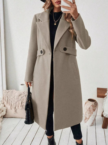 Classic Women's Single Button Wool Coat