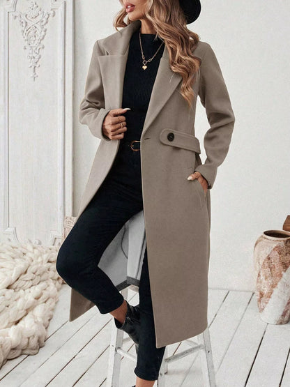Classic Women's Single Button Wool Coat