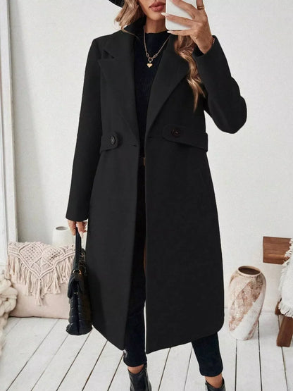 Classic Women's Single Button Wool Coat