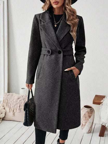Classic Women's Single Button Wool Coat