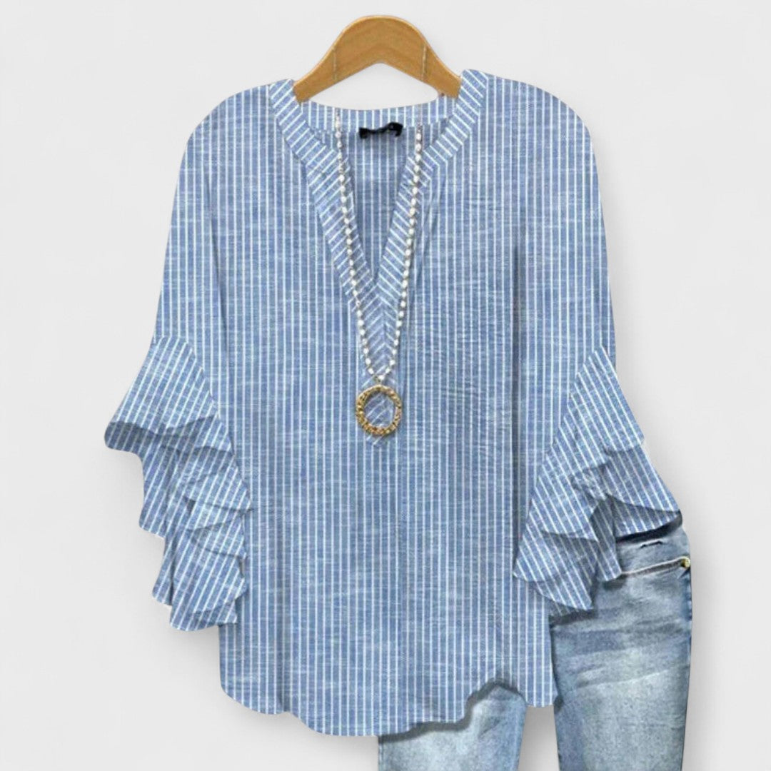 Ladies Floral Ruffle Blouse