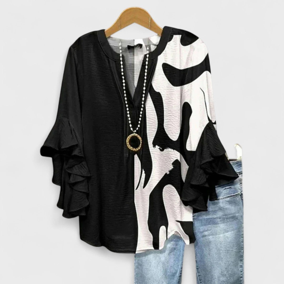 Ladies Floral Ruffle Blouse