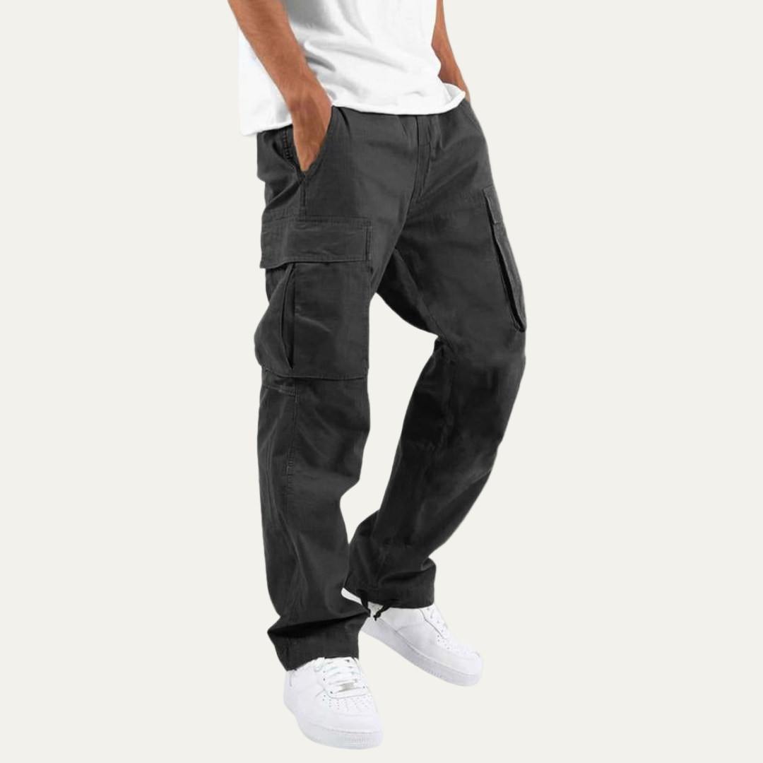 Men's Relaxed Fit Cargo Pants with Large Pocket Storage - OutfitLondon