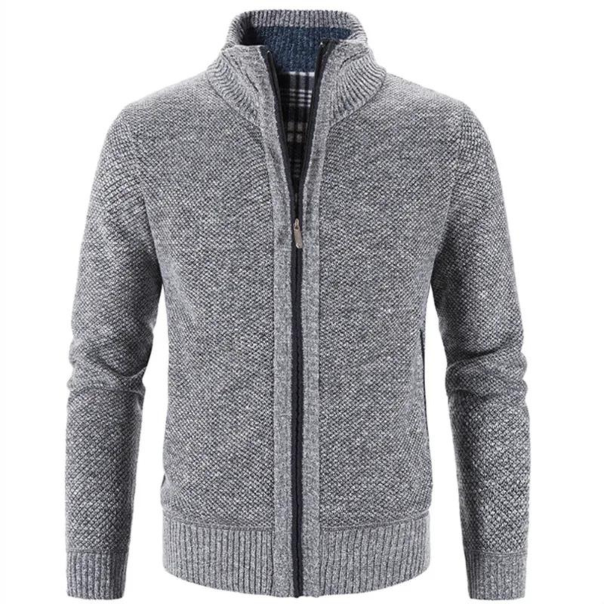 Classic Fit Mock Neck Zip Up Sweater Cardigan