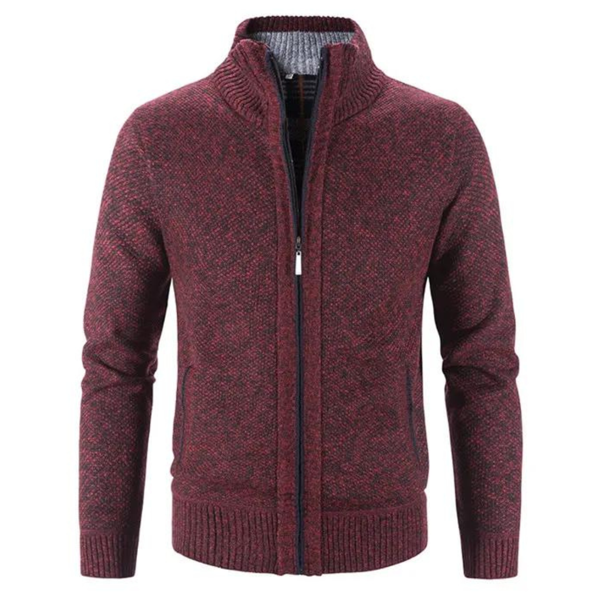 Classic Fit Mock Neck Zip Up Sweater Cardigan