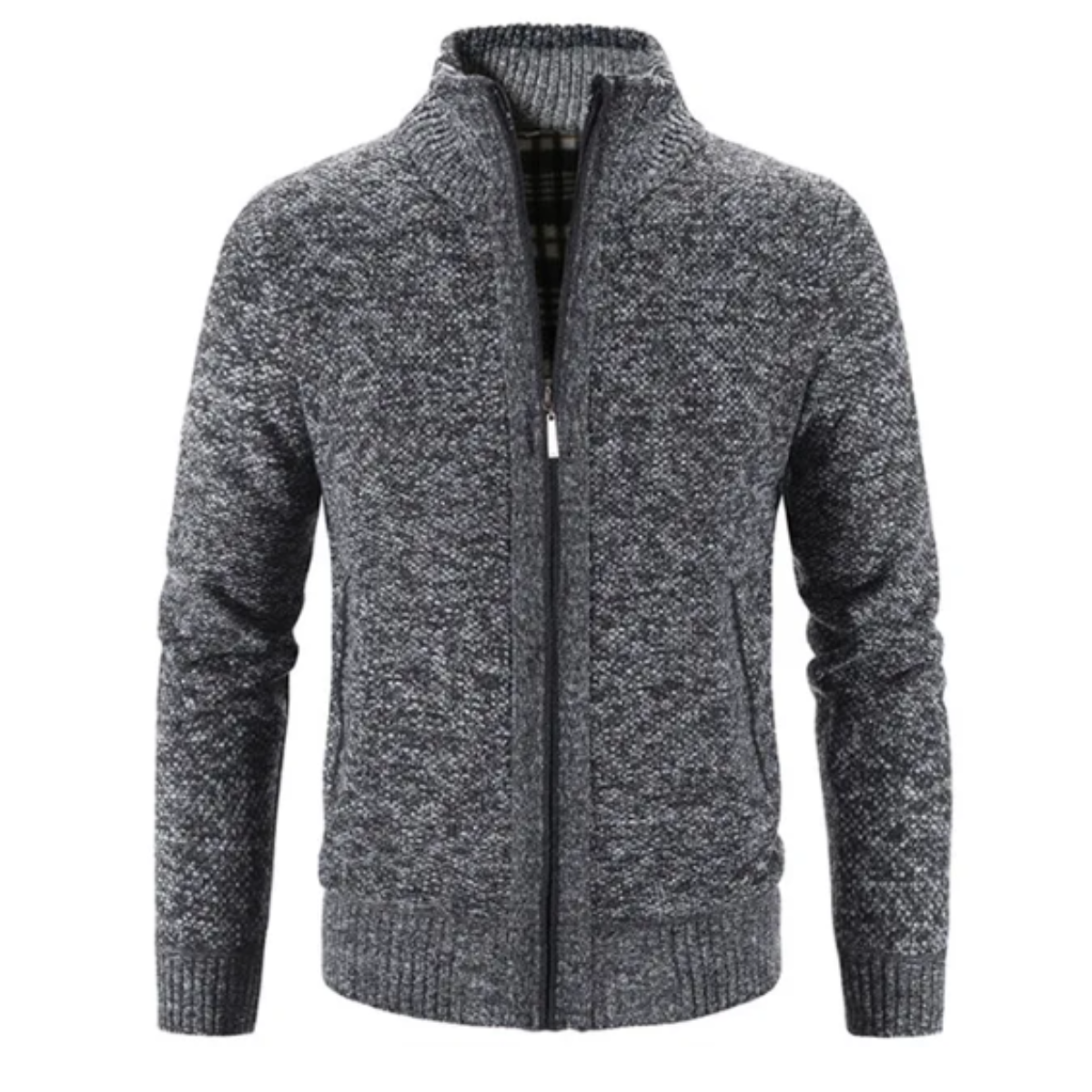 Men's Contrast Zip Up Knitted Sweater Cardigan
