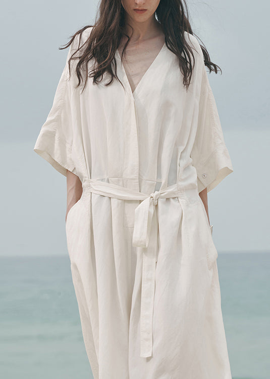Women's Organic Cotton Summer Dress White Breathable - OutfitLondon