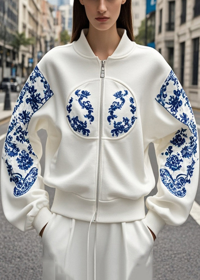 Women's Oversized Cotton Coat Soft White Autumn - OutfitLondon