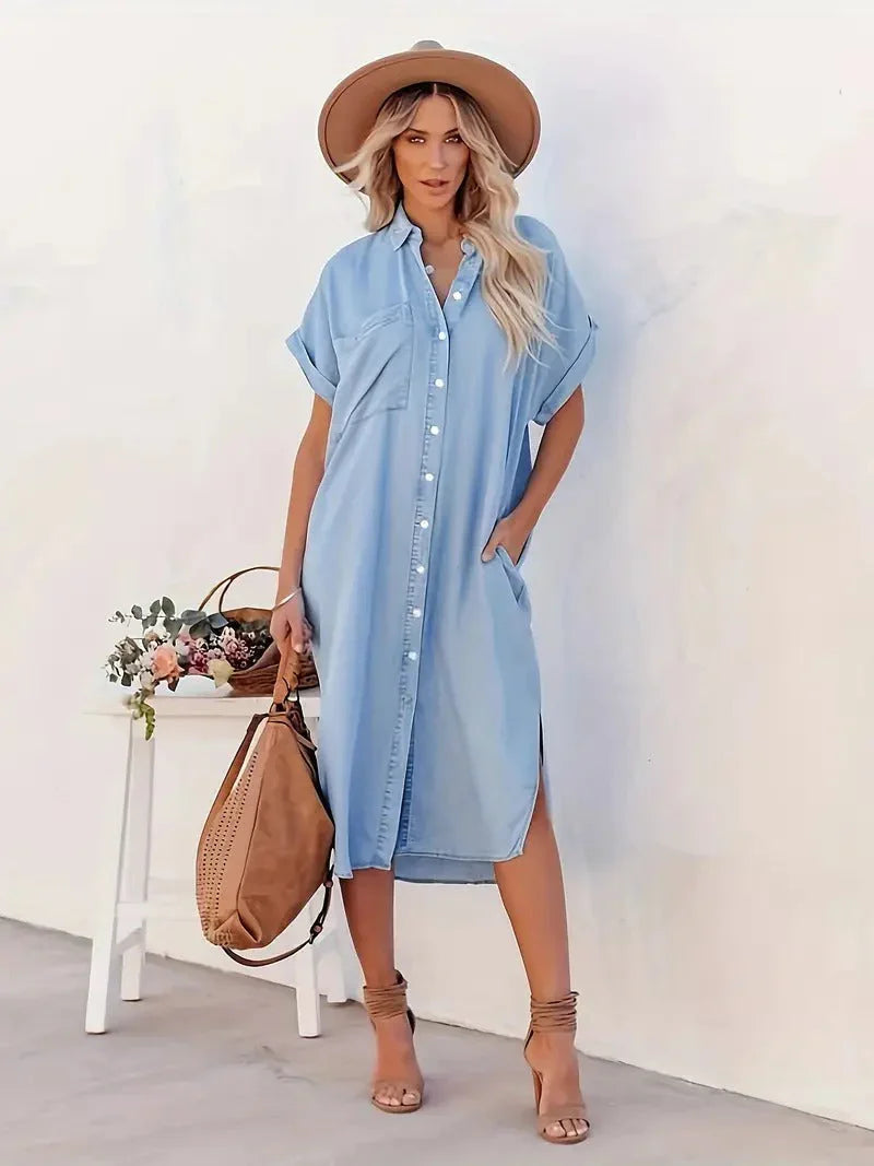 Oria Dress | Women's Button-Down Midi Dress with Slits
