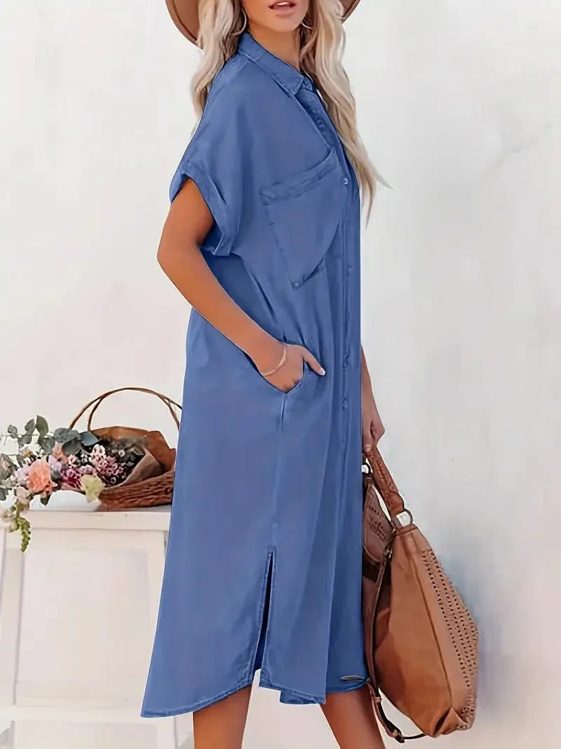 Oria Dress | Women's Button-Down Midi Dress with Slits