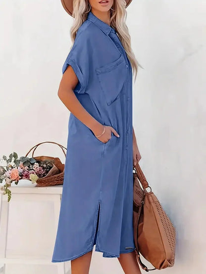 Oria Dress | Women's Button-Down Midi Dress with Slits