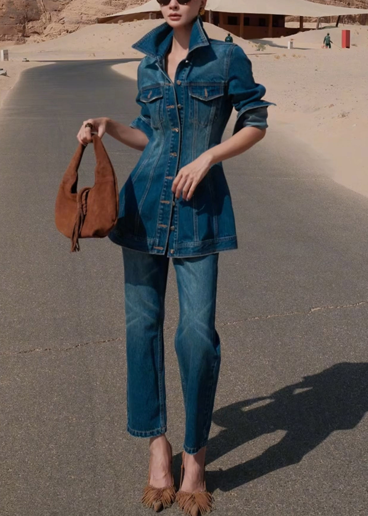 Women's Denim Two-Piece Set Soft Blue - OutfitLondon