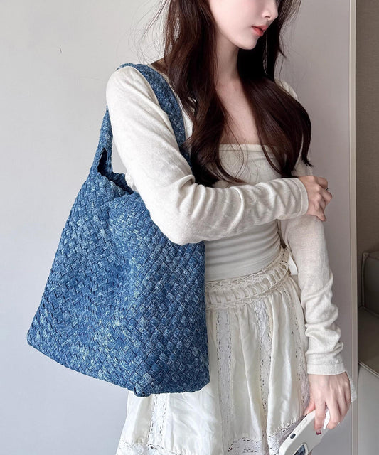 Women's Large Denim Shoulder Bag Blue Lightweight - OutfitLondon