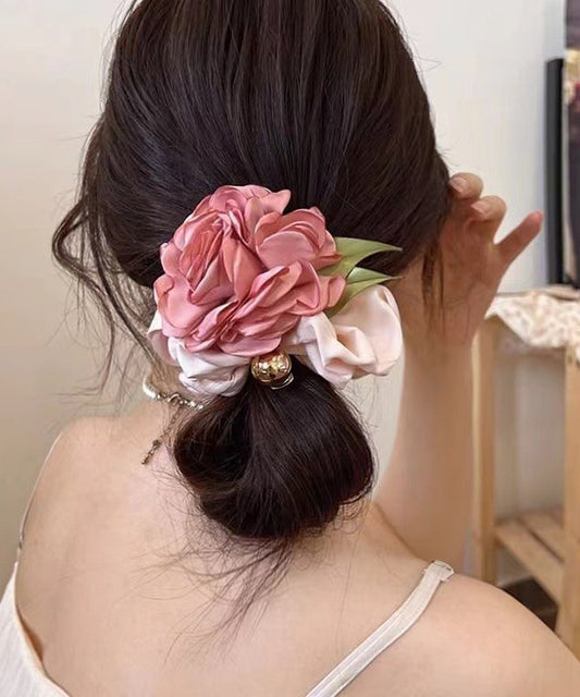Women's Silk Square Headband 8cm Rose Colorblock - OutfitLondon