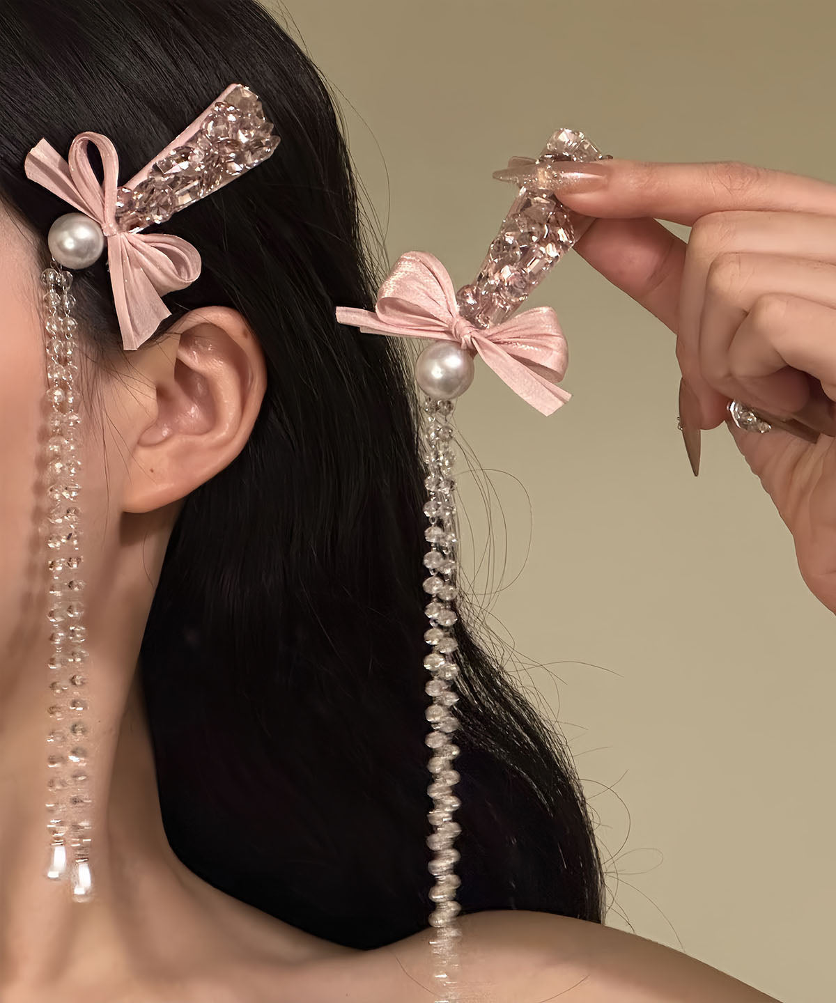 Women's Pink Hairpin Pearl Zircon Knot - OutfitLondon