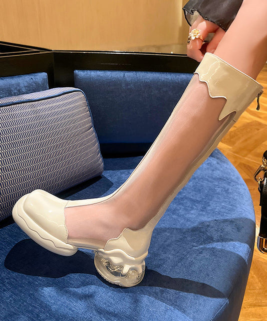 Women's Platform Boots Tulle White Cushioned Insole - OutfitLondon