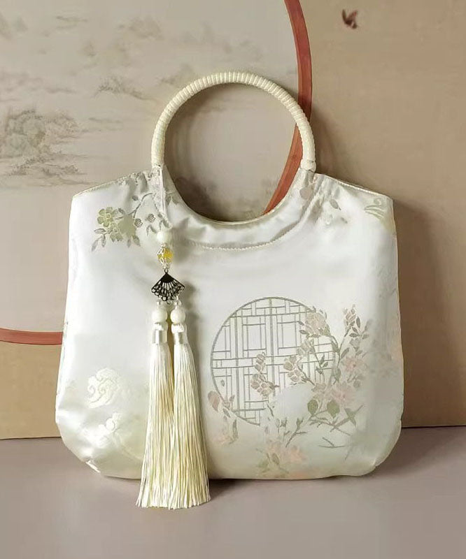 Women's Cotton Tote Bag Beige Pom Pom Print Lightweight - OutfitLondon
