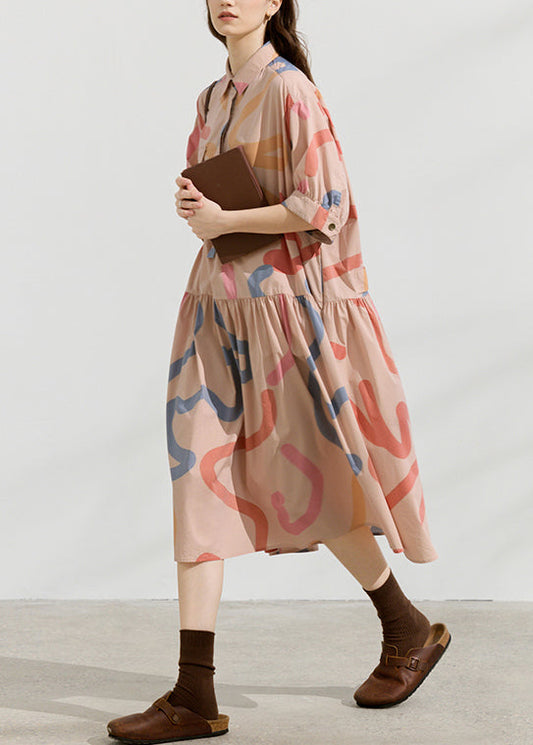 Women's Cotton Patchwork Summer Dress Peter Pan Collar Breezy - OutfitLondon