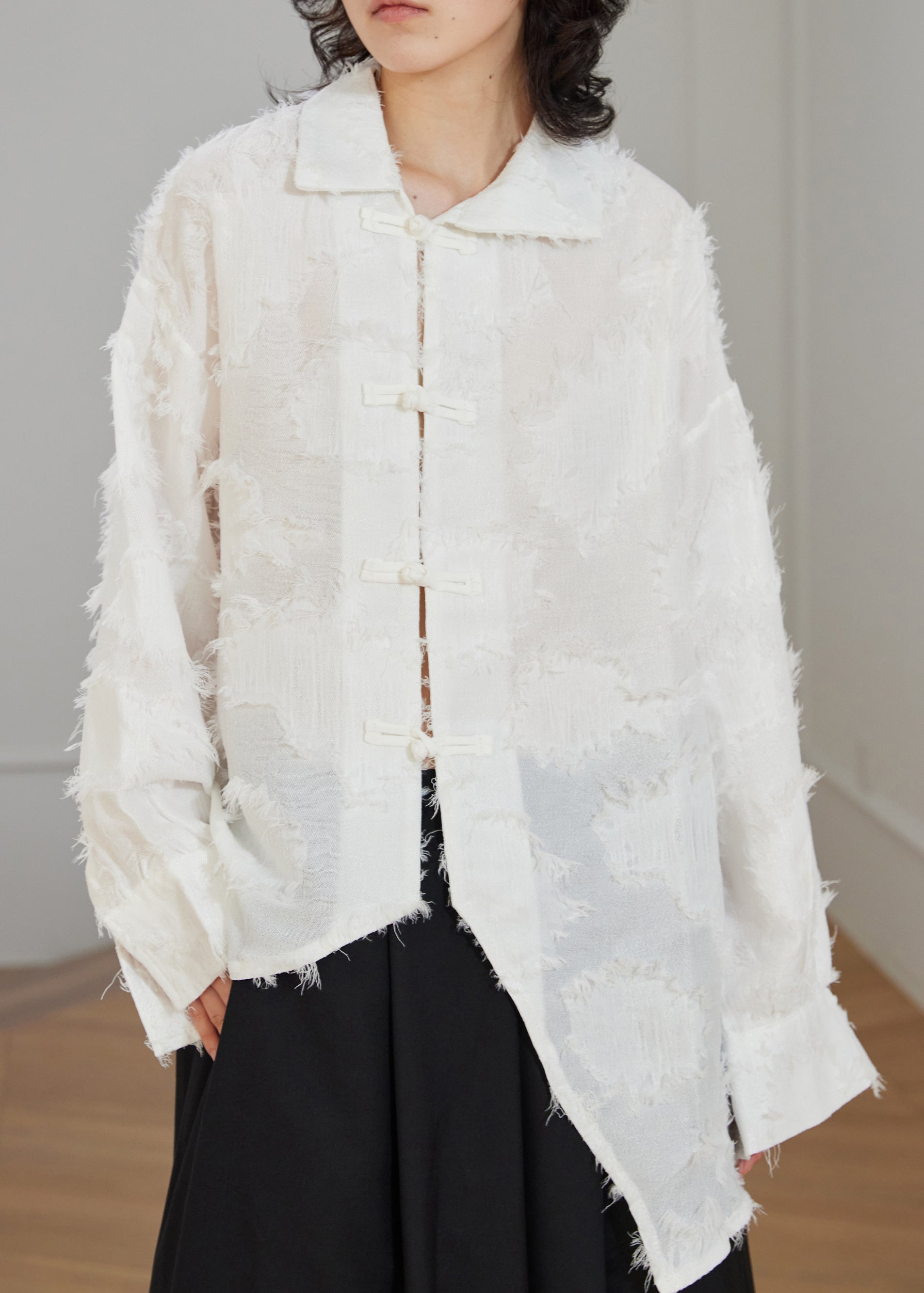 Women's White Cotton Blouse Asymmetrical Loose Fit - OutfitLondon