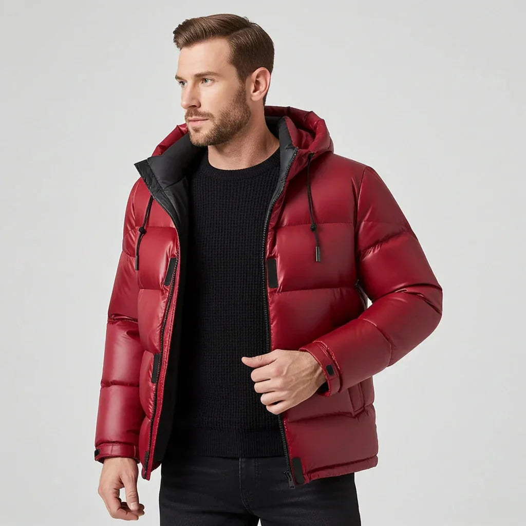 Men's Down Hooded Winter Jacket - OutfitLondon