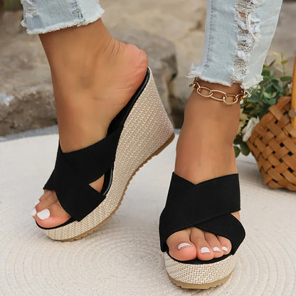 Comfortable Cross Strap High Heel Sandals