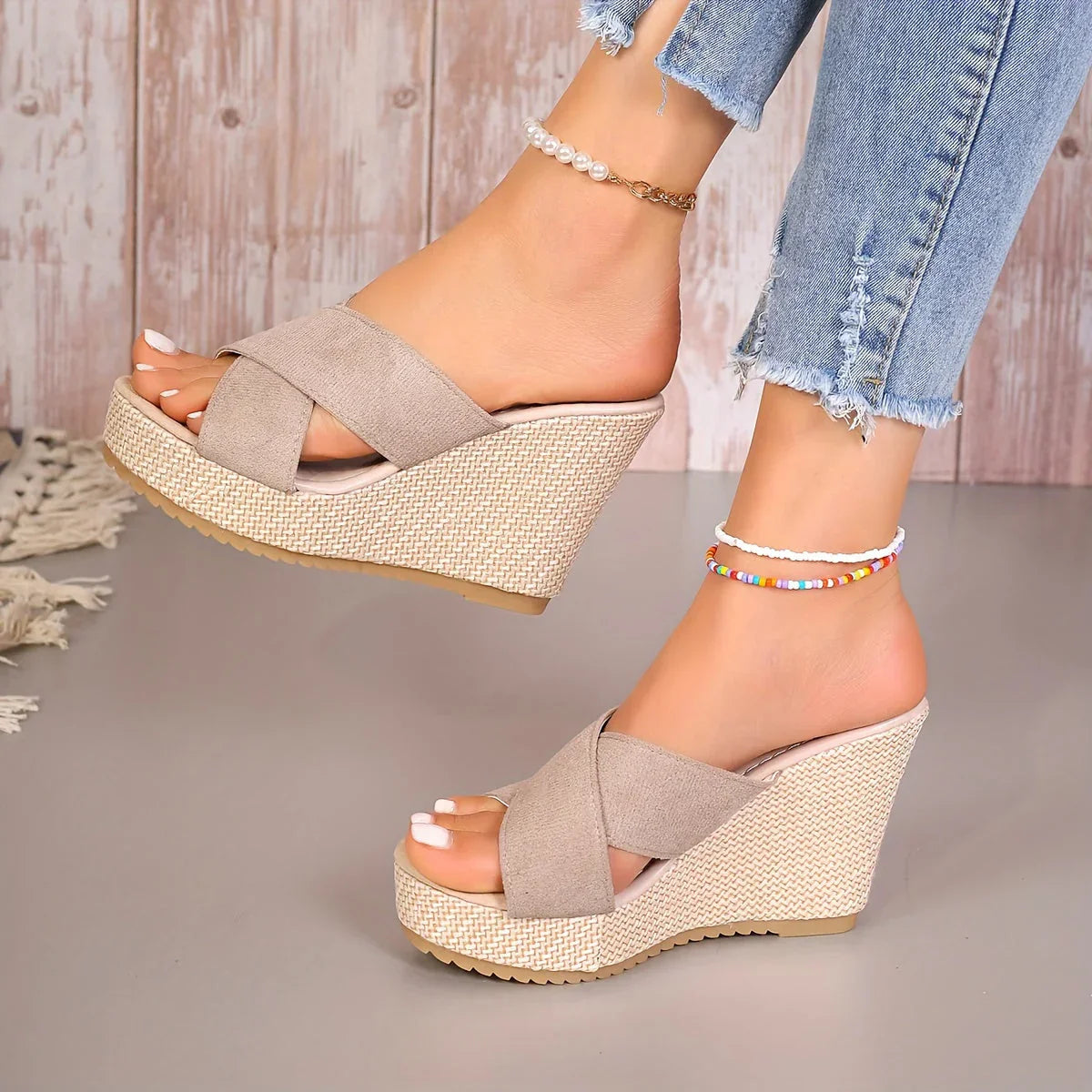 Comfortable Cross Strap High Heel Sandals