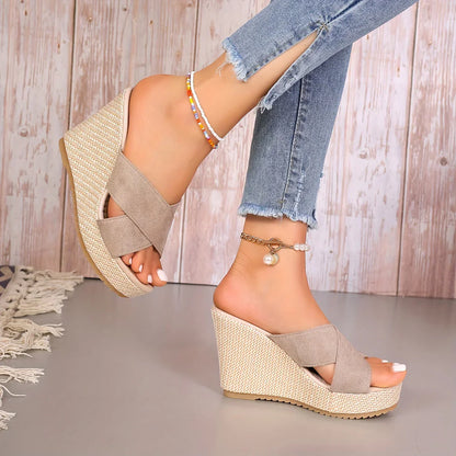 Comfortable Cross Strap High Heel Sandals