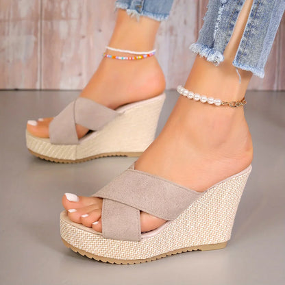 Comfortable Cross Strap High Heel Sandals