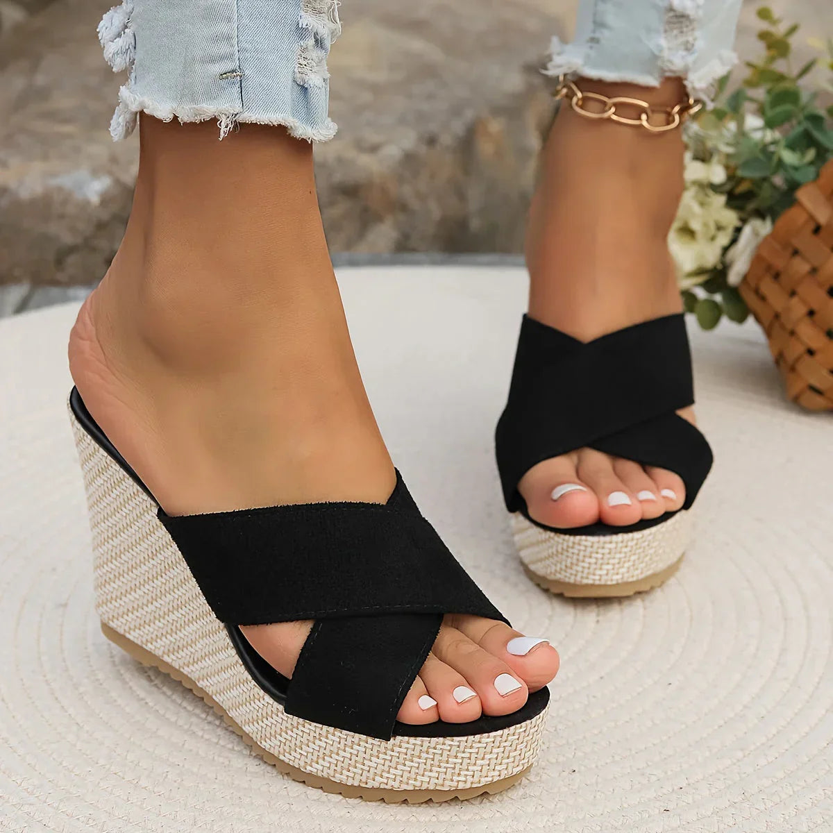 Comfortable Cross Strap High Heel Sandals - OutfitLondon