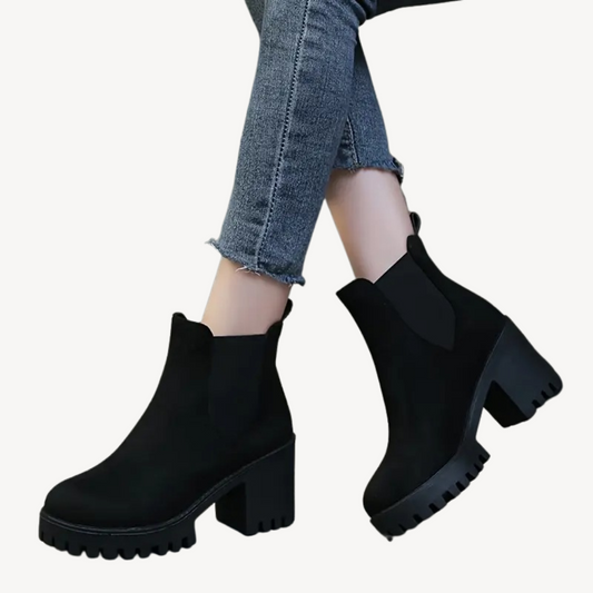 Ladies' Comfortable Block Heel Ankle Boots - OutfitLondon
