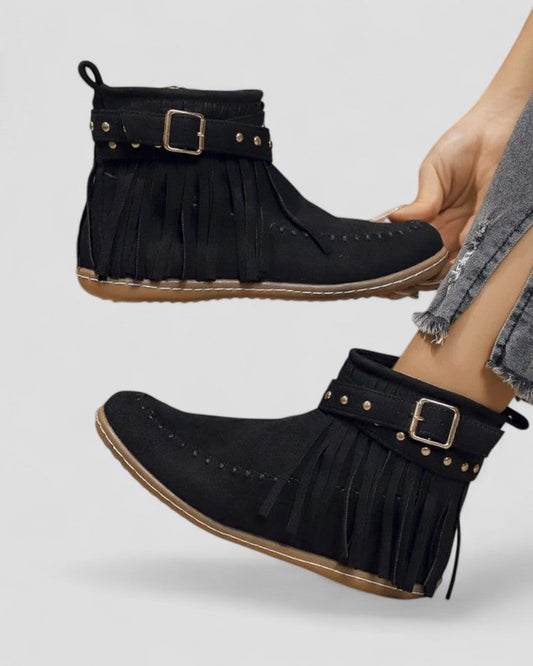 Comfortable Buckle Ankle Boots for Women - OutfitLondon