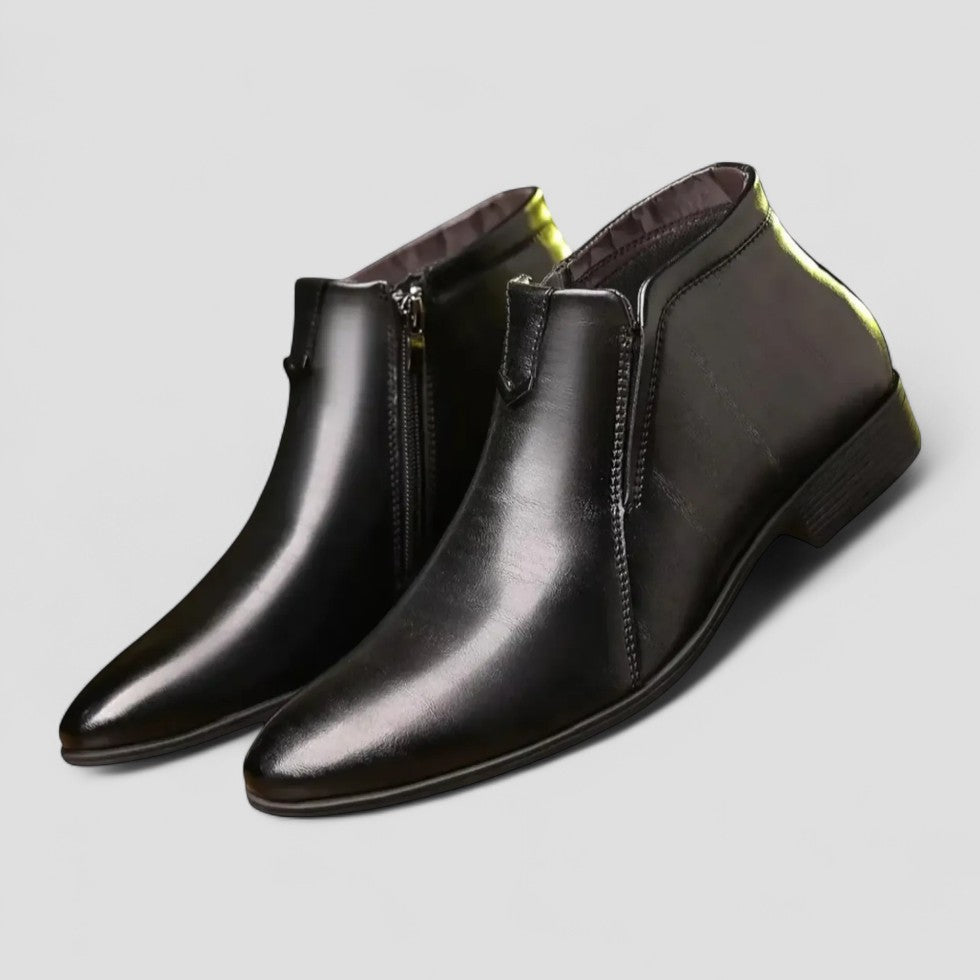 Comfortable Men's Leather Side Zip Ankle Boots - OutfitLondon