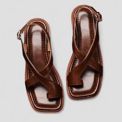 Comfortable Wide Strap Leather Sandals for Women