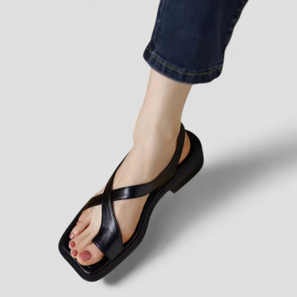 Comfortable Wide Strap Leather Sandals for Women
