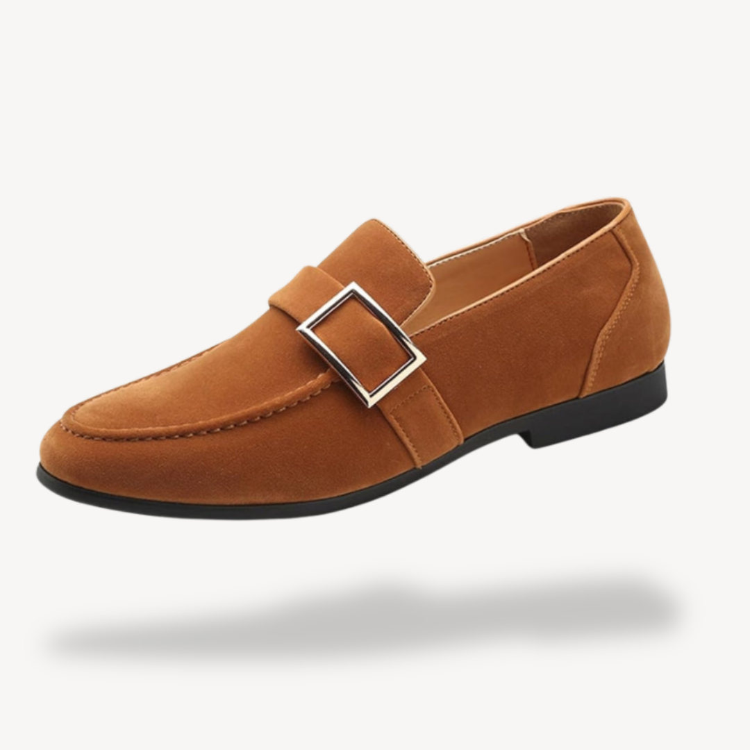 Luxury Leather Slip On Shoes with Metal Buckle - OutfitLondon