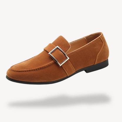 Luxury Leather Slip On Shoes with Metal Buckle - OutfitLondon