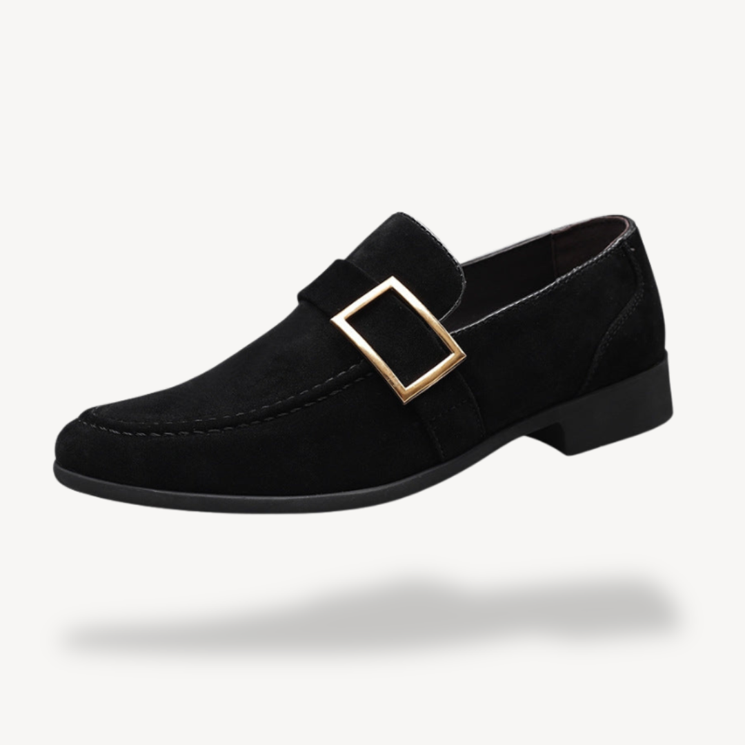 Luxury Leather Slip On Shoes with Metal Buckle