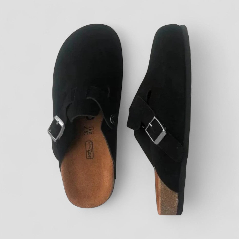 Comfortable Suede Clog Shoes with Adjustable Strap