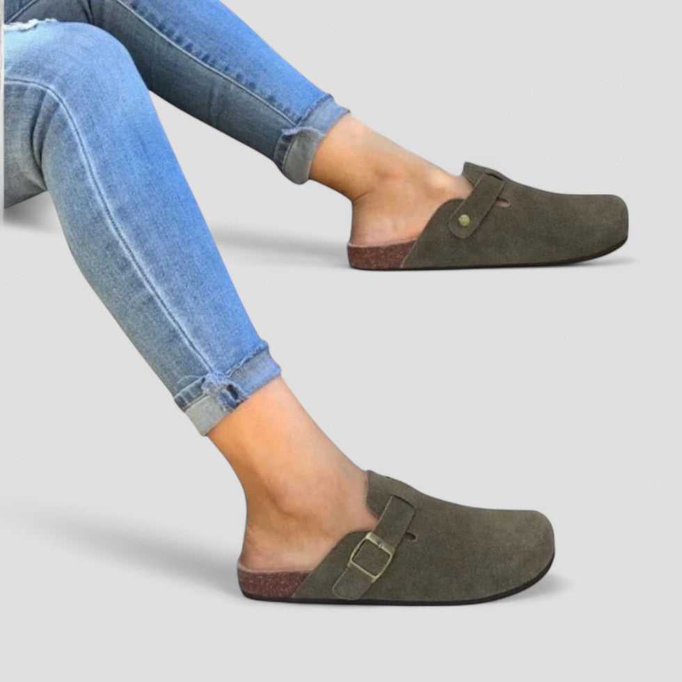 Comfortable Suede Clog Shoes with Adjustable Strap