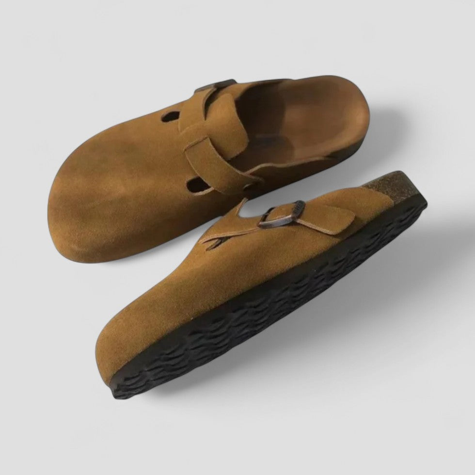 Comfortable Suede Clog Shoes with Adjustable Strap