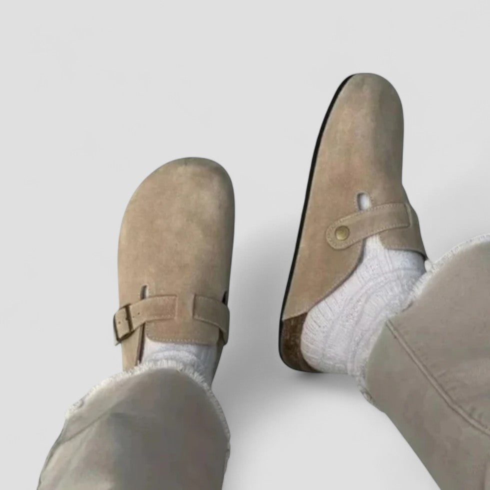 Comfortable Suede Clog Shoes with Adjustable Strap