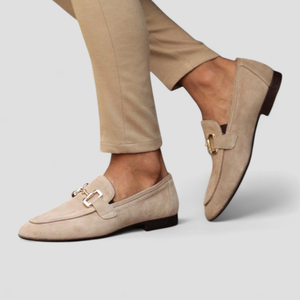 Luxury Gold Buckle Slip On Shoes - OutfitLondon